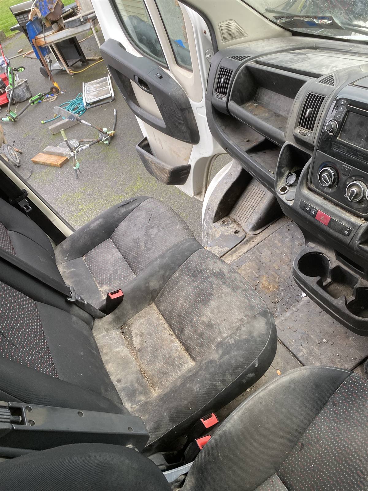 Van interior before valeting
